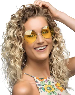 Image de Lunettes hippies géantes jaunes pour adultes -