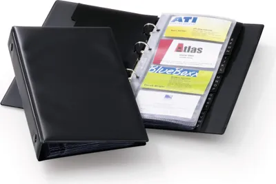 Zdjęcie produktu dla DURABLE Album na wizytówki VISIFIX® ECONOMY 96 z mechanizmem ringowym, Czarny, 244101