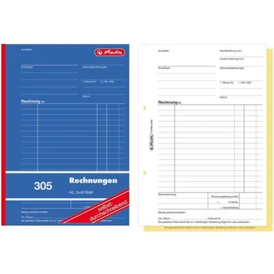 Immagine prodotto di Herlitz Rechnungsbuch A5 305 2x40 Bl. sd. 4er Packung