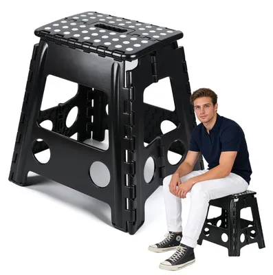 Klappbarer Hocker 45 cm schwarz bis 120 kg belastbar