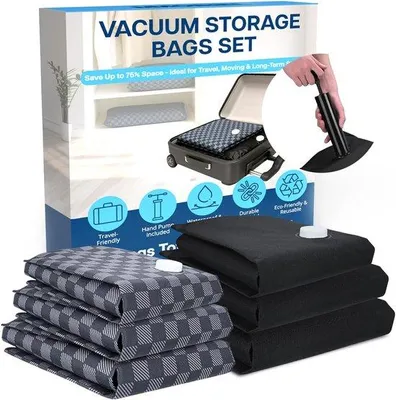 Produktbild von Famanu Vakuumtaschen für Kleidung und Reisen - 6-teilige Set mit verschiedenen Größen