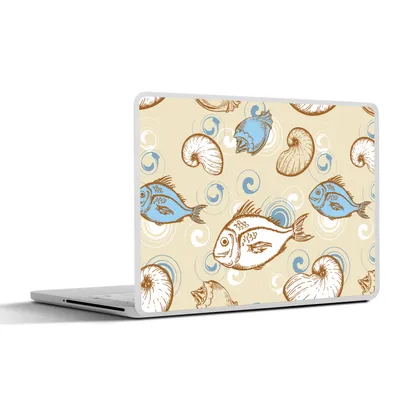 Produktbild von MuchoWow® Laptop Aufkleber Sticker Cover Fisch - Muscheln - Pastell - Design - Vintage 25x18 cm - Laptop-Deko