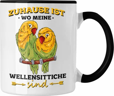 Produktbild von Trendation - Lustige Tasse für Wellensittich-Besitzer Zuhause Ist Wo Meine Wellensittiche Sind (Schwarz)