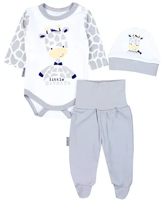 Produktbild von TupTam Baby Mädchen Jungen Bekleidungsset Langarmbody Hose Mütze mit Aufdruck Spruch 3 teilig, Farbe: Giraffe, Größe: 50