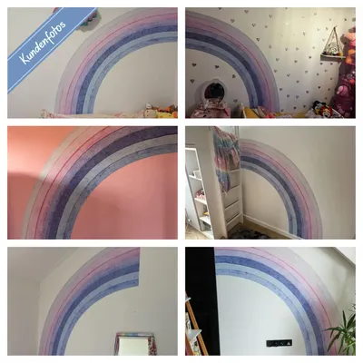 Obrázok produktu pre Nálepka na stenu dúha, detská izba, 152 x 152 cm, pastelová ružová, fialová, modrá, pre dievčenskú izbu