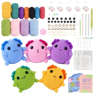 Image de Kit de crochet « Chien », kit pour débutants en tricot, tutoriels vidéo étape par étape, porte-clés « Salamandre »