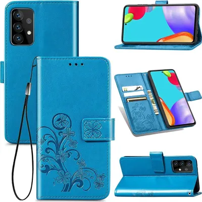 Produktbild von König Design Hülle kompatibel mit Samsung Galaxy A72 5G Kunstleder Handyhülle - Handy Case Blau