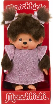Obrázok produktu pre Monchhichi - Dievča v ružových trblietavých šatách (20 cm)