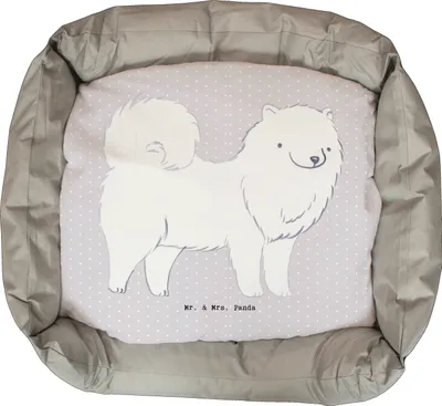 Produktbild von Mr. & Mrs. Panda Hundecouch Samojede Lebensretter - Grau Pastell - Geschenk, Hund, Ostern, Muttertag, Valentinstag, Samojedenhund, Nikolaus, Samojedenspitz, Weihnachten