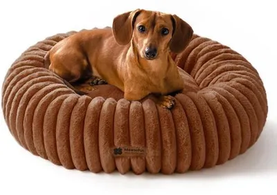 Produktbild von Weiches Hundebett, Rund, Braun, 64x64x18cm, Antirutsch