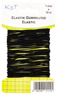 Produktbild von Elastik-Gummilitze, rund, schwarz, 1mm X 10m