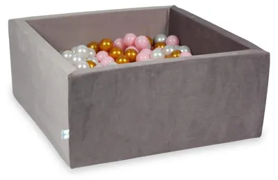 Image de Piscine à balles 400 pièces 90x90x40 velours lilas : rose clair, perle, or