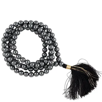Produktbild von Mala Hematit in AA-Qualität 108 Perlen + Tasche -- 0.7 cm