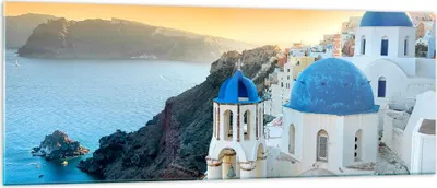 Produktbild von Bilder auf glas - Santorini Griechenland Urlaub Insel - 140x50cm - Glasbilder - Wandbilder - Kunstdruck - Wanddekoration aus Glas - Glas Bilder - Wandbild auf Glas - GAB140x50-2529