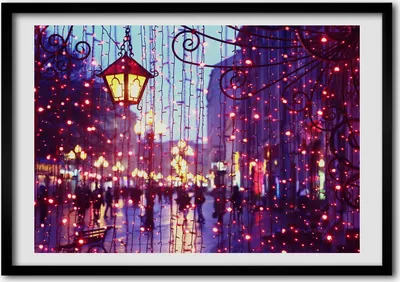 Produktbild von Bild - Bilderrahmen - 100 cm x 70 cm - MDF - Rahmen - Foto - Wandkunst Lichter in