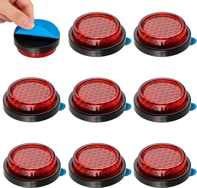 Produktbild von 8 runde Motorradreflektoren, rote Warnreflektoren