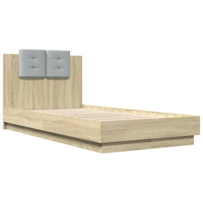 Produktbild von Bettgestell mit Kopfteil Sonoma-Eiche 90x190 cm Holzwerkstoff
