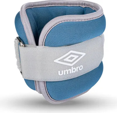 Produktbild von Umbro Gewichtsmanschetten Gewichte für Beine und Arme - 2 Stück von 500Gr - Verstellbar mit Klettverschluss - Komfortable Passform - Grau/Blau