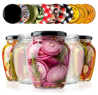 Zdjęcie produktu dla SUPERBUTELKI - 8 szt. Słoiki na przetwory, szklane 720 ml Amfora na grzyby, przetwory, konfitury, miód