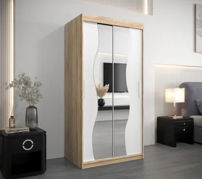 Produktbild von MINIO Kleiderschränk 100 cm MADRYT Sonoma Eiche / Weiß