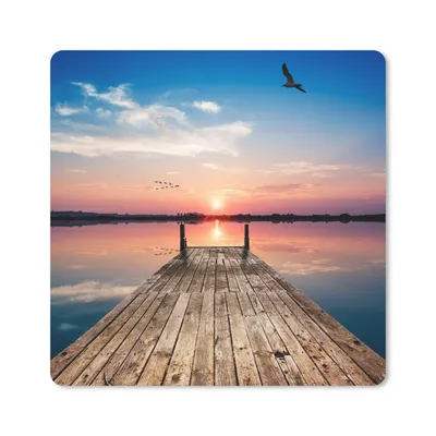 Produktbild von MuchoWow® Mauspad Mousepad Steg - Wasser - Sonnenuntergang - Rosa - Horizont 30x30 cm - Mousepads - Maus Mat - Pad - Mausunterlage - Gaming