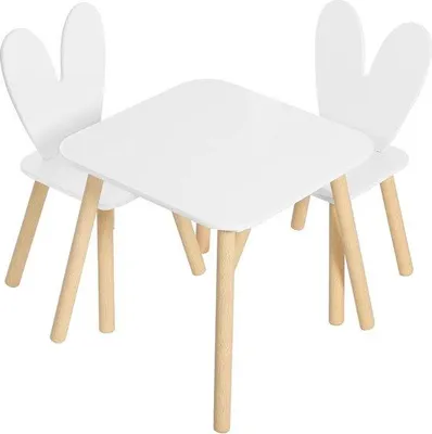 Produktbild von Mini-Kindersitzgruppe mit 2 Sesseln, Eichensitz, Konijnenrücken, Weißlackierung