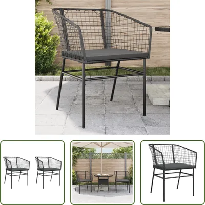 Obrázok produktu pre The Living Store Záhradné stoličky 2 ks s vankúšom Black Poly Rattan