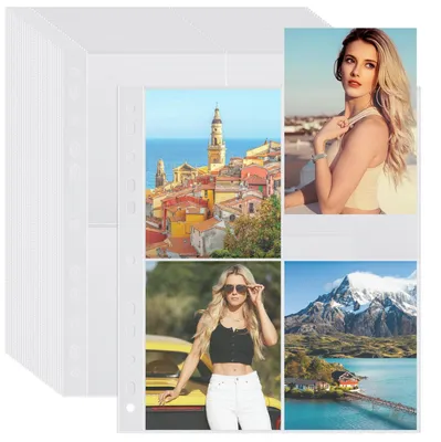 Image de 100 pochettes transparentes pour photos, format DIN A4, avec 4 compartiments pour classeurs