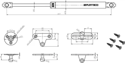 Image de Vérin à gaz PG1, 244mm, 60N