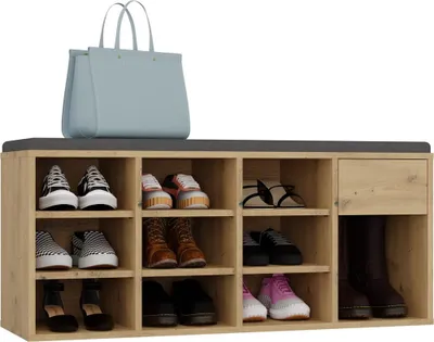 Image de Armoire à chaussures ouverte TALLIN avec siège et 10 compartiments à chaussures