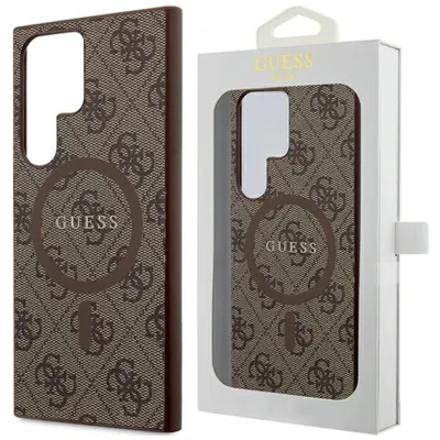 Produktbild von Guess, Schutzhülle für Samsung Galaxy S24 Ultra MagSafe mit 4G-Print, Braun