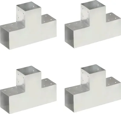 Produktbild von Pfostenverbinder 4 Stk. T-Form Verzinktes Metall 101 x 101 mm