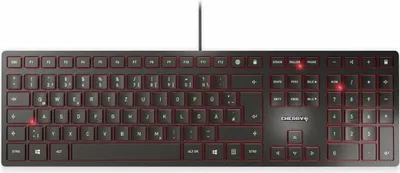 Produktbild von CHERRY KC 6000 SLIM, Ultraflache Design-Tastatur, Deutsches Layout (QWERTZ), Kabelgebunden (USB-A Anschluss), Leise Tasten, Langlebige Beschriftung, Schwarz