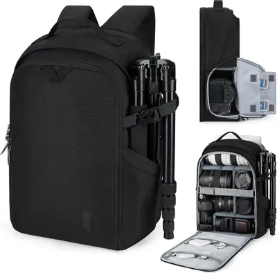 Obrázok produktu pre Veľký batoh na fotoaparát pre 15,6-palcové notebooky, vodotesný, čierny