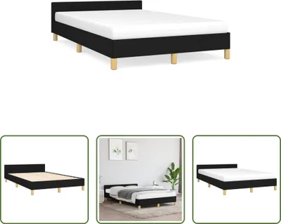 Produktbild von The Living Store Bettgestell mit Kopfteil Schwarz 120x190 cm Stoff