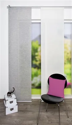 Produktbild von Home Wohnideen Schiebevorhang Voile Querstreifen "Bambus"-Optik 1 teilig 245 x 60 cm Grau