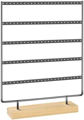 Productafbeelding van PromoHome® Oorbellenstandaard met 5 niveaus – Zwarte sieradenorganizer, metaal, 40x30x5 cm