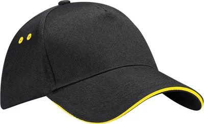 Produktbild von Beechfield - Baseball-Mütze Sandwichschirm PC7033 (Einheitsgröße) (Weiß/Schwarz)