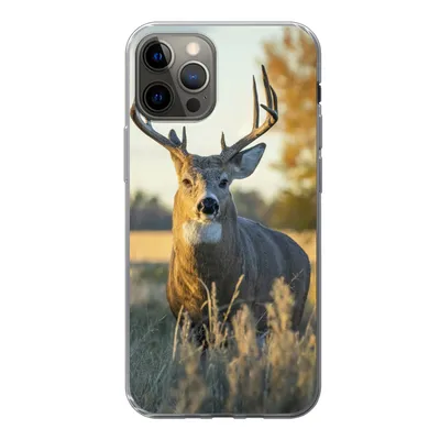 Produktbild von MuchoWow® Handyhülle Schutzhülle Hülle für iPhone 13 Pro Hirsche - Gras - Herbst - Geweih - Natur - Tiere Silikon Softcase Handy Hülle - Handy-Tasche