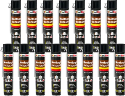 Produktbild von Isolbau 15 x 750 ml Montageschaum mit Aussprührohr - PolyurethanBauschaum für Montage, Isolierung, Abdichtung, Innen & außen