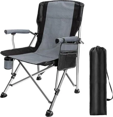 Produktbild von Famanu Campingstuhl mit Becherhalter und Seitentasche - Grau