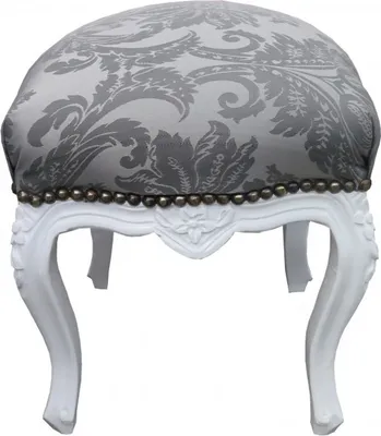 Zdjęcie produktu dla Casa Padrino stołek w stylu barokowym szary wzór / biały wysokość 40 cm, szerokość 35 cm - meble w stylu barokowym