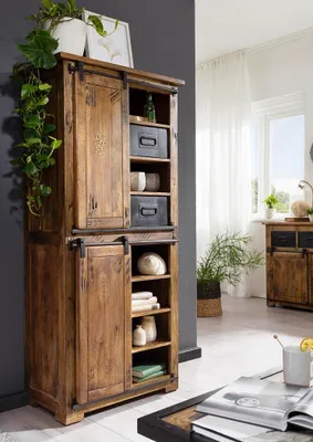 Produktbild von Highboard 80x175cm 'Railroad' Mango Holz & Eisen
