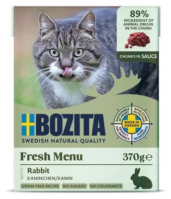 Zdjęcie produktu dla Mokra karma dla kota BOZITA Mięsne kawałki z królikiem w sosie 370g