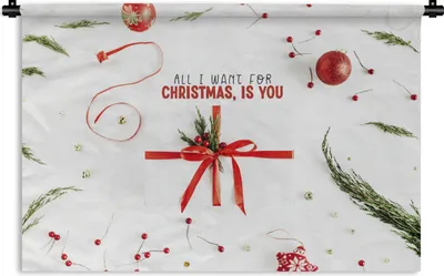 Produktbild von MuchoWow® Wandteppich Wandbehang Winter - Rot - Zitat 120x80 cm Tapisserie Dekoration Wandtuch - Wanddekorationen - Wandtücher
