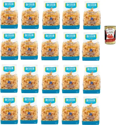 Produktbild von De Cecco Le Specialità Calamarata N°129, 100% Italienisch Pasta Nudeln 20x 500g + Italian Gourmet Polpa 400g
