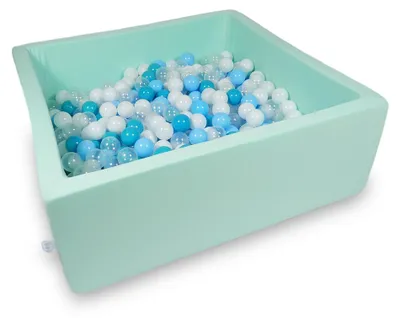 Immagine prodotto di Piscina a secco 110x110x40cm menta con 600 palline: turchese, bianco, trasparente, azzurro