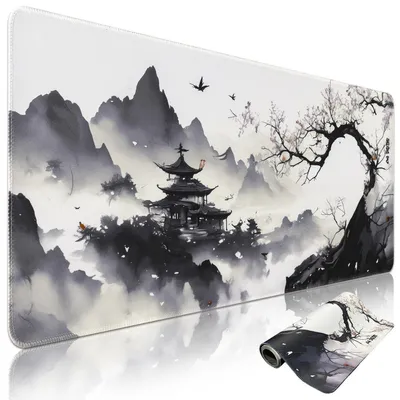 Produktbild von Gaming Mauspad XXL Kirschblüte Tuschemalerei 1200x600x3mm rutschfest