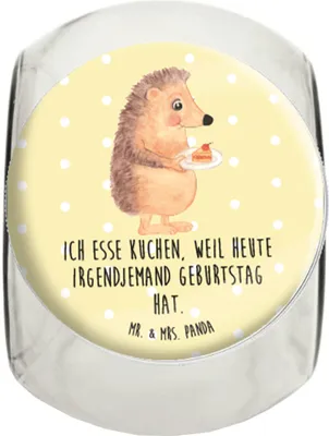 Produktbild von Mr. & Mrs. Panda Bonboniere Igel Kuchenstück XL 2000ml - Gelb Pastell - Geschenk, Kuchen, Kaffeedose, Vorratsbehälter, Geburtstagskuchen, Torte, glasbehälter, Vorratsglas