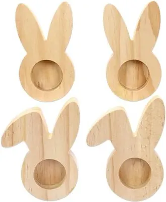 Produktbild von Papierdrachen 4 Eierbecher aus Holz - Hochwertige Oster Dekoration - perfekt für Brunch und Frühstück - Tischdekoration zu Ostern - Hasen